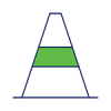 Graphic line drawing of traffic cone with green stripe in middle.