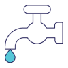 Tap with water drop coming out of the end of the tap.